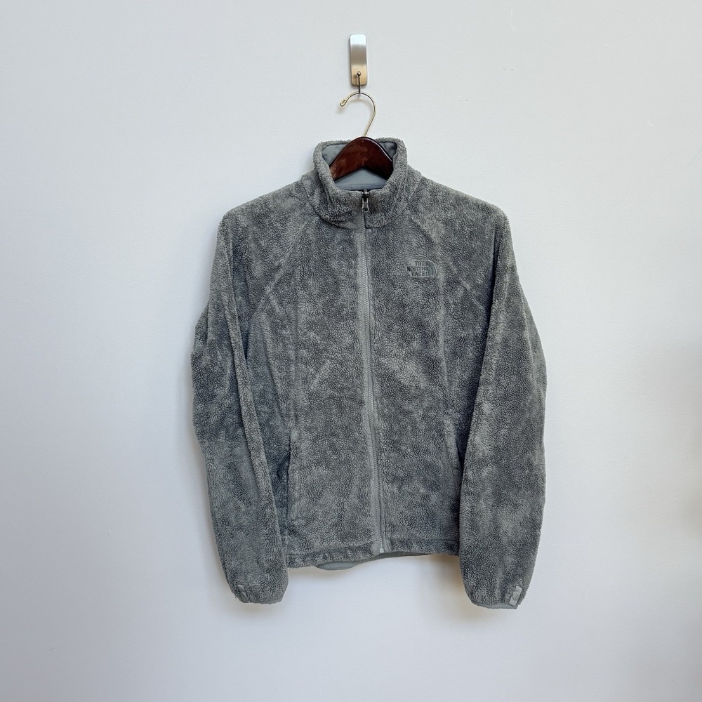 The North Face Osito Jacket Women Medium Olive Gray Fleece Zip Pockets - Picture 7 of 8